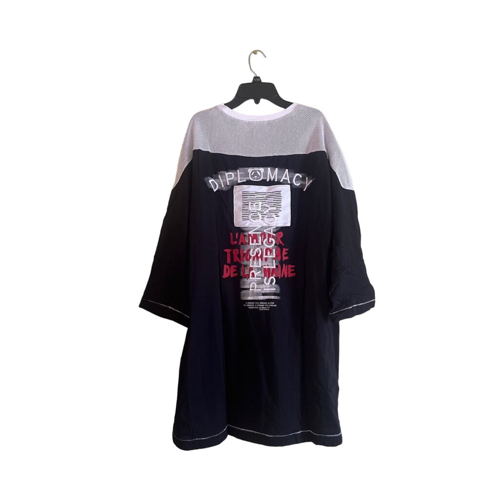 Diplomacy Heavyweight Embroidered Shirt XXL Black w/White Mesh Detail & Lining